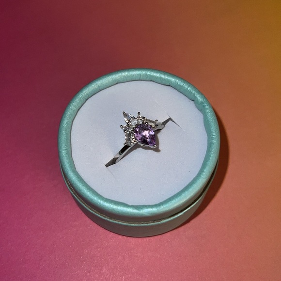 RBP2965 Main Stone: Lab Created  Amethyst Materials: Rhodium Plate Ring Sz 8 - Picture 8 of 8